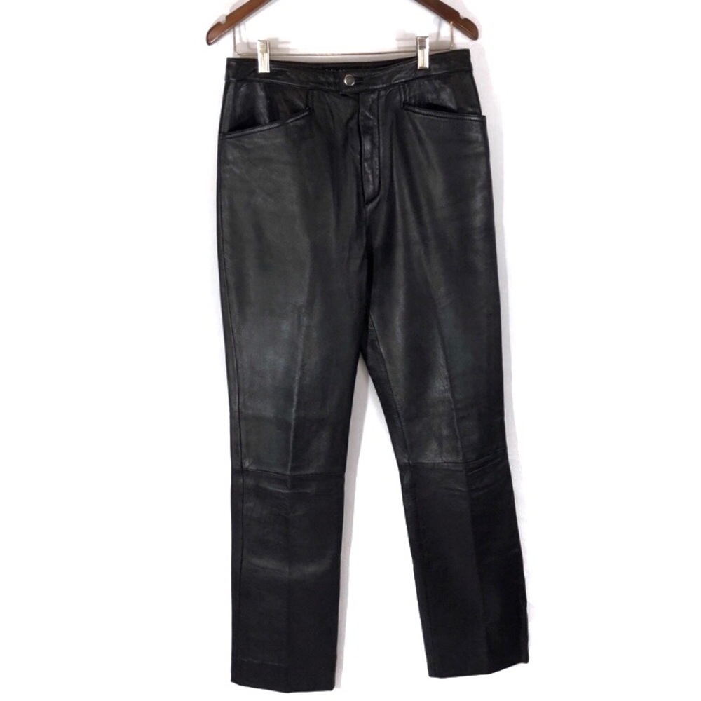 VTG Wilsons Black Leather Slim Straight Pants